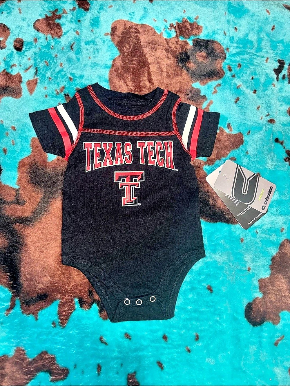 Colosseum Texas Tech Red Raiders Infant Bodysuit Black & Red Baby 0-3M